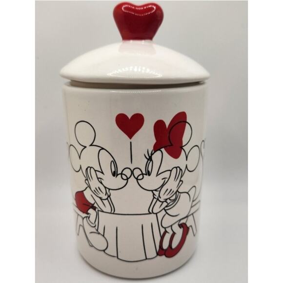 Vintage Mickey and Minnie Ceramic Valentine Jar - Picture 1 of 6